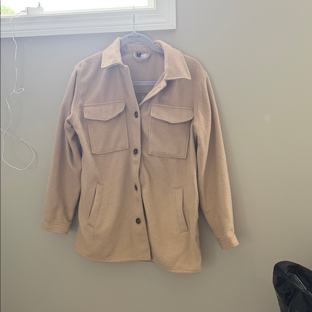 Women's Tan Fleece Shacket Jacket